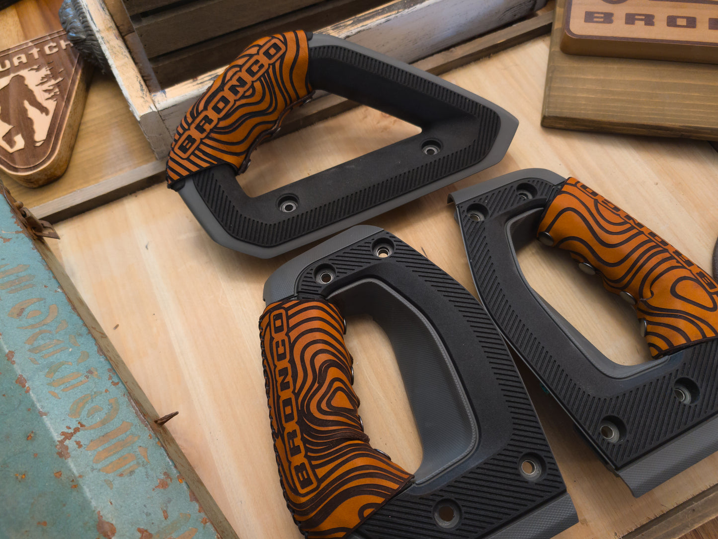2021+ Ford Bronco Leather Grab Handle Wrap Set | Full Grain Leather Interior Accessories