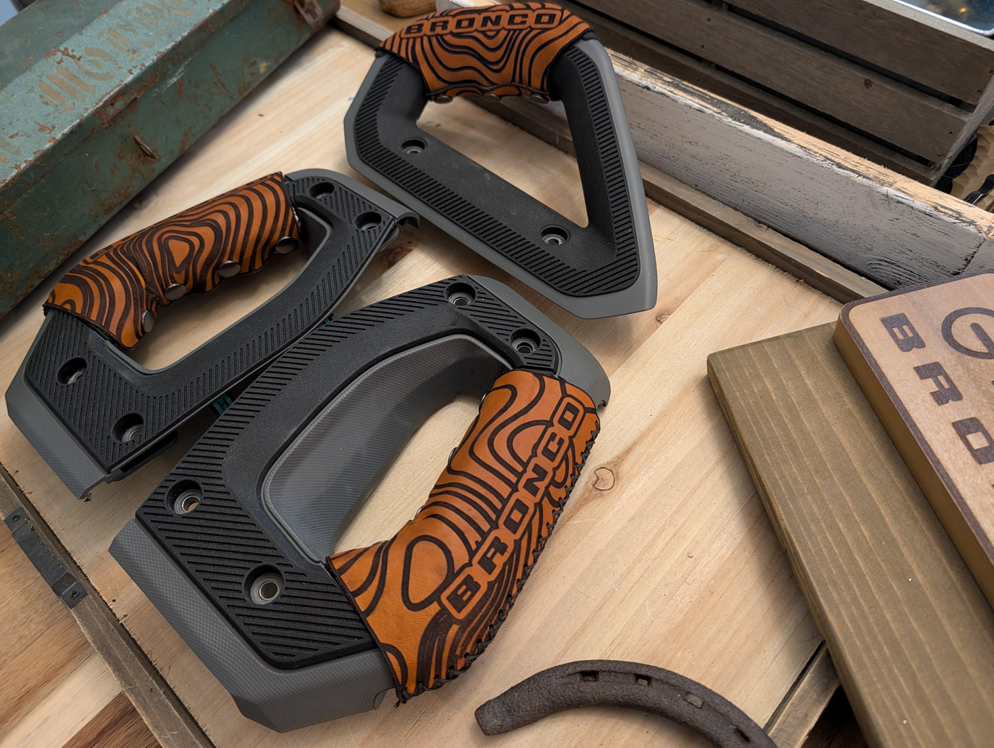 2021+ Ford Bronco Leather Grab Handle Wrap Set | Full Grain Leather Interior Accessories