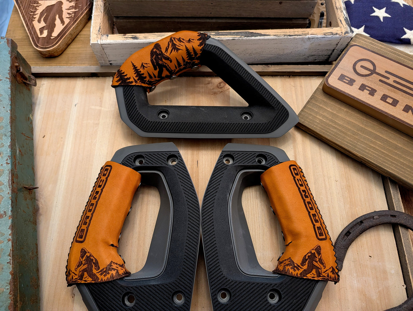 2021+ Ford Bronco Leather Grab Handle Wrap Set | Full Grain Leather Interior Accessories