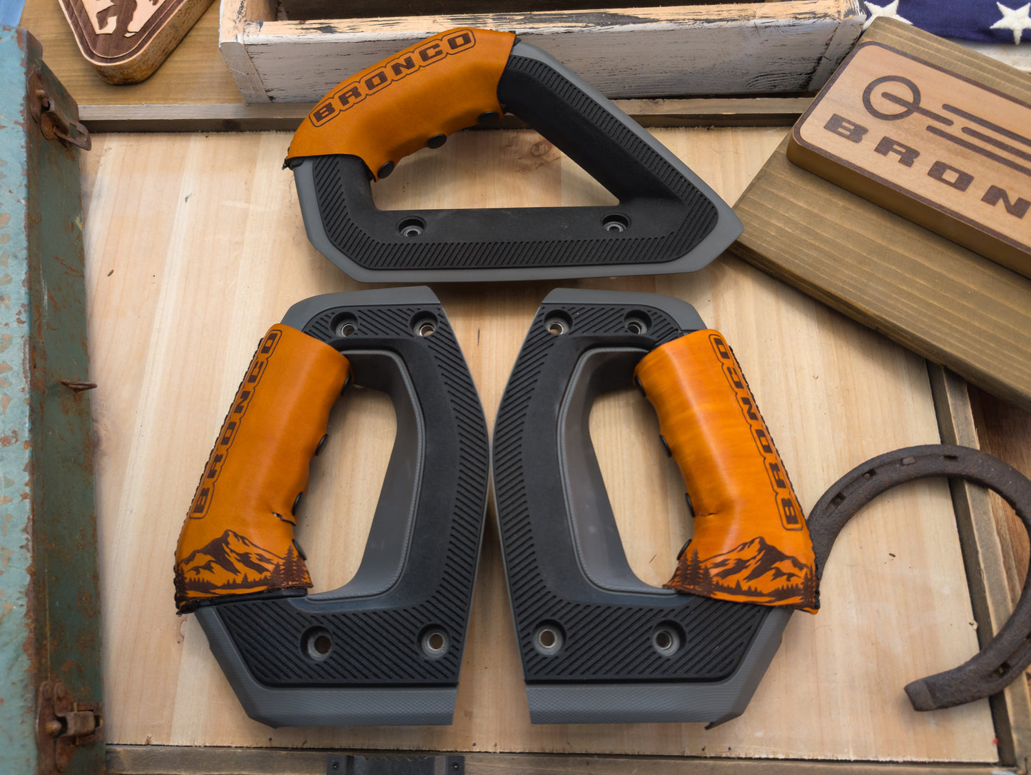 2021+ Ford Bronco Leather Grab Handle Wrap Set | Full Grain Leather Interior Accessories