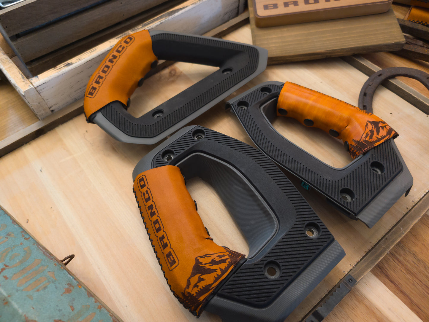 2021+ Ford Bronco Leather Grab Handle Wrap Set | Full Grain Leather Interior Accessories