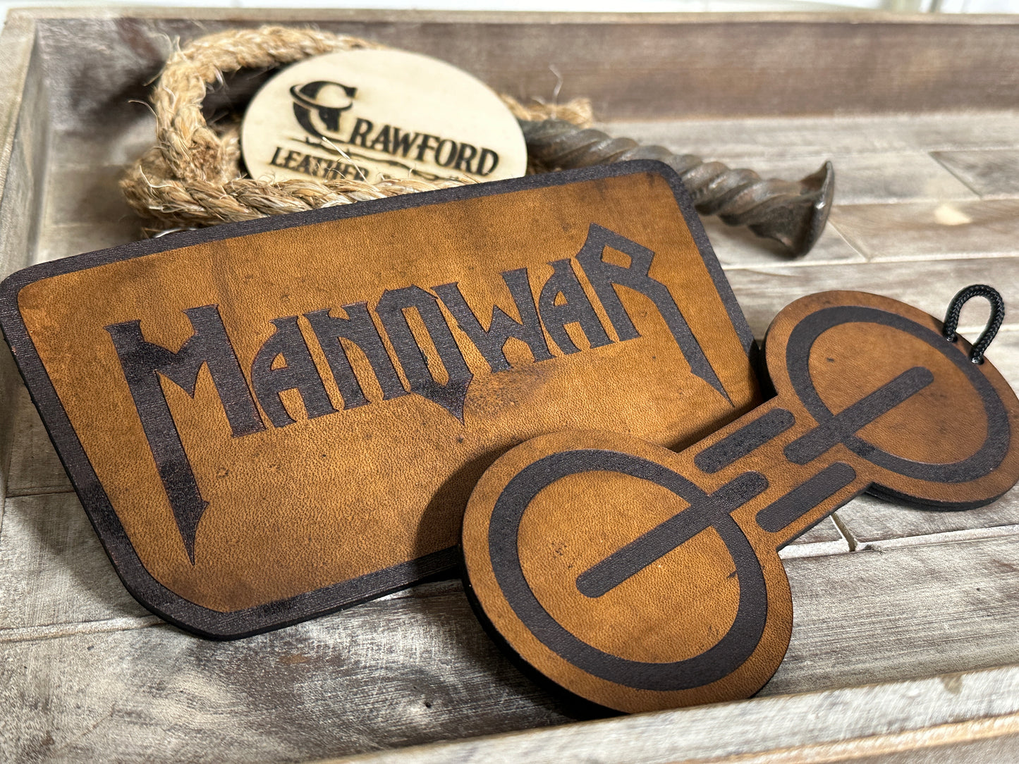Ford Bronco Leather Tray & Cup Holder Insert | 2021–2024 | Custom Bronco Logo | Handmade Leather (Automatic Transmission)