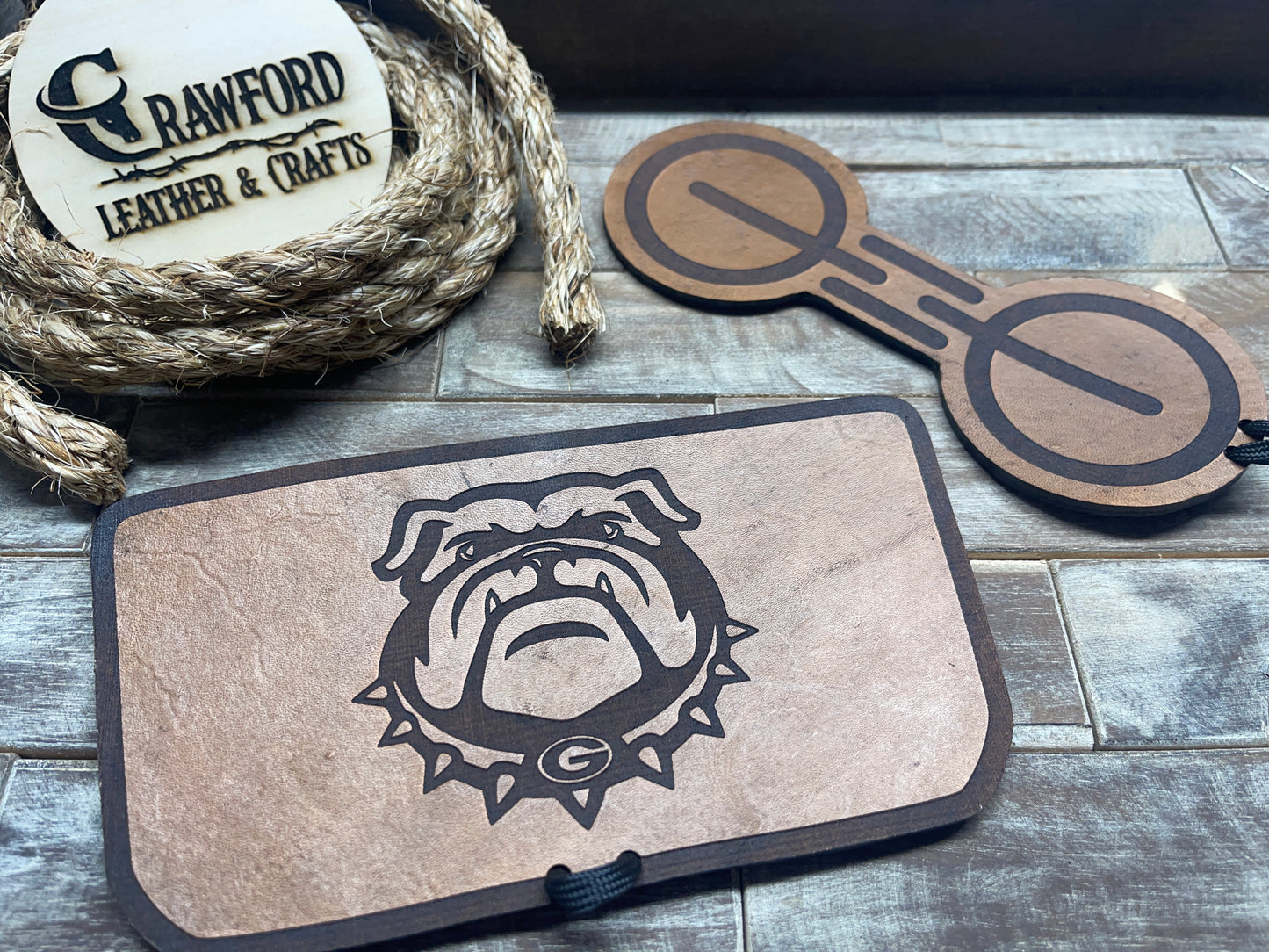 Ford Bronco Leather Tray & Cup Holder Insert | 2021–2024 | Custom Bronco Logo | Handmade Leather (Automatic Transmission)