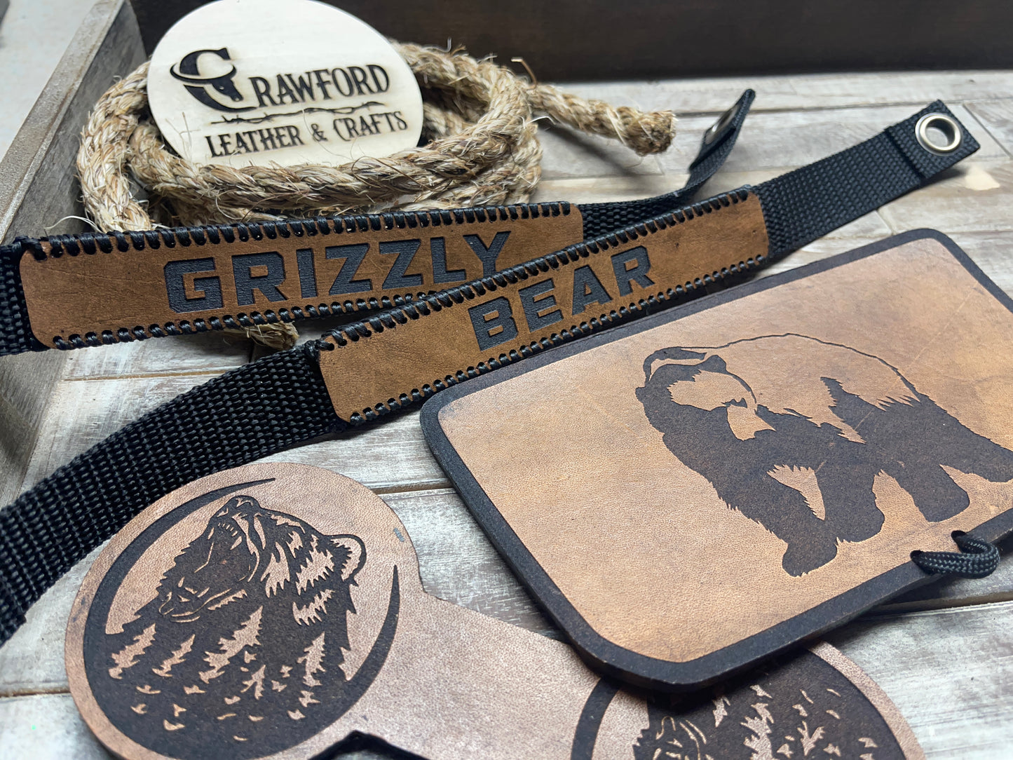 Ford Bronco Leather Tray & Cup Holder Insert | 2021–2024 | Custom Bronco Logo | Handmade Leather (Automatic Transmission)